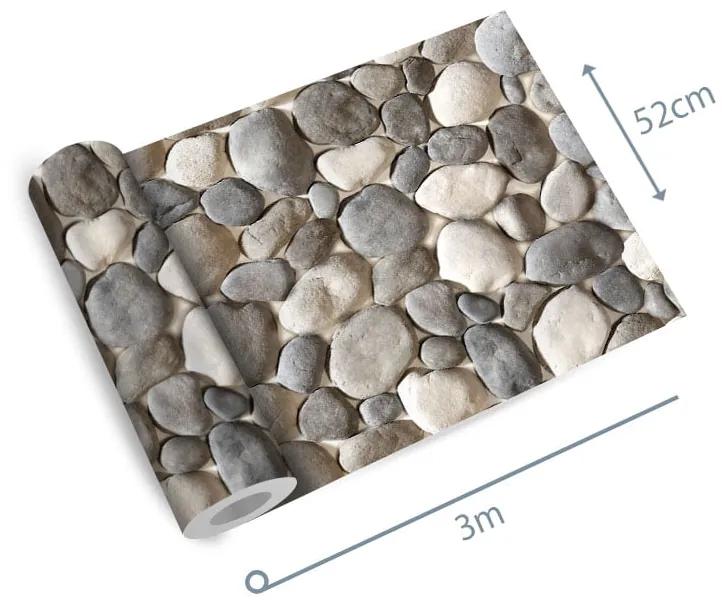 Papel de parede adesivo pedras cinza e branca