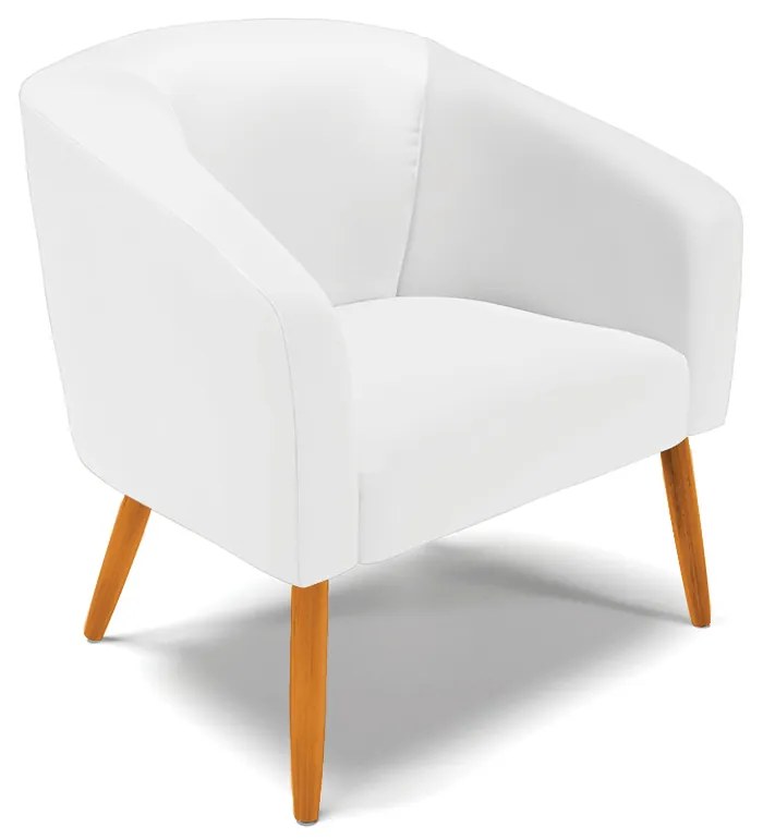 Poltrona Decorativa Pé Palito Castanho kit 2 Stella Sintético Branco D03 - D'Rossi