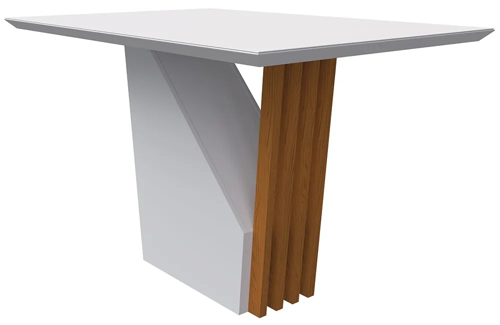 Mesa de Jantar Retangular Tampo com Vidro Lita 120 cm Off White Base Ypê - D'Rossi