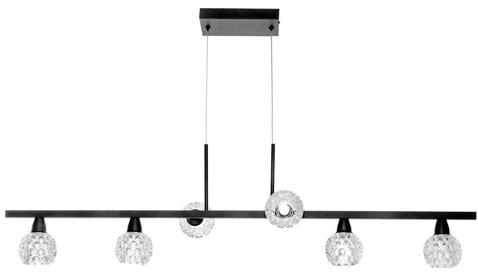 Pendente Retangular 100X22X18Cm Metal E Vidro Cristal Ø8Cm 06Xg9 | Old... (CROMADO, CLEAR (TRANSPARENTE))