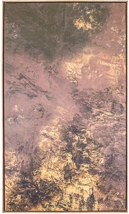 Tela Ouro em Canvas - 50x70cm - Moldura Natural  Kleiner Schein