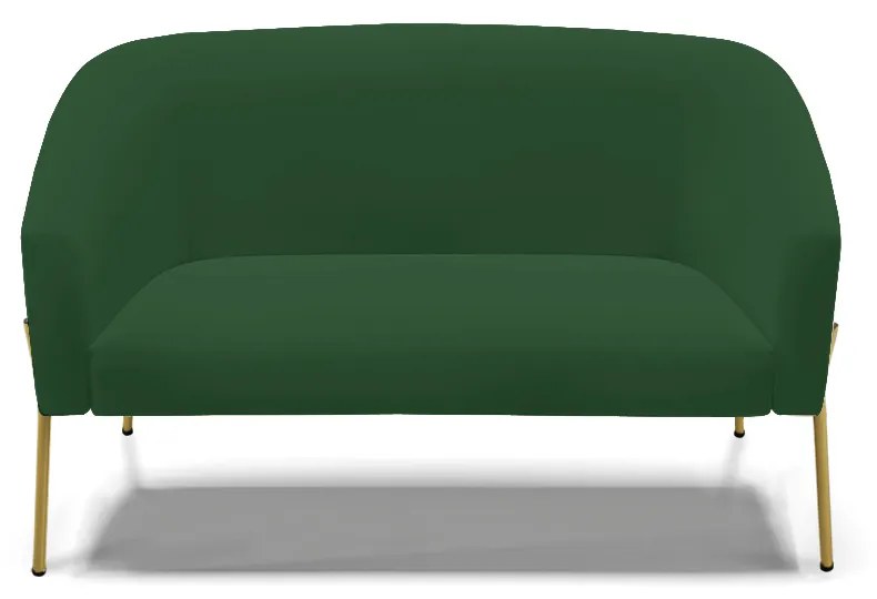 Sofá 2 Lugares Namoradeira Pé de Ferro Dourado Stella Veludo D03 - D'Rossi - Verde