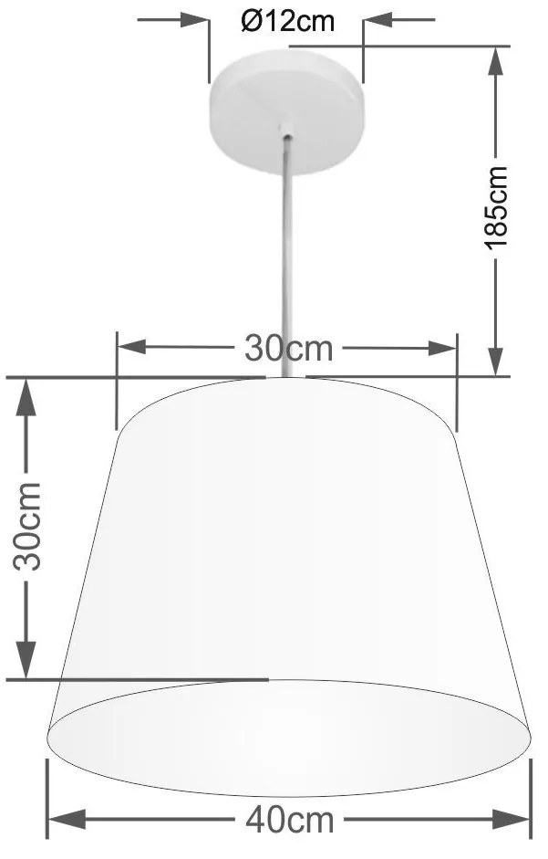 Lustre Pendente Cone Md-4246 Cúpula em Tecido 30/40x30cm Rustico Bege - Bivolt