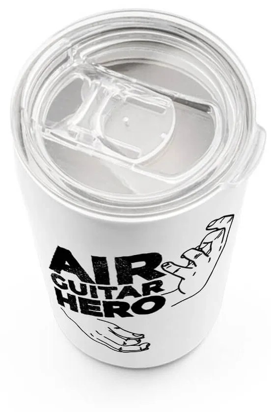 Copo Térmico Premium Inox 380ml Air Guitar Hero Rock - Branco