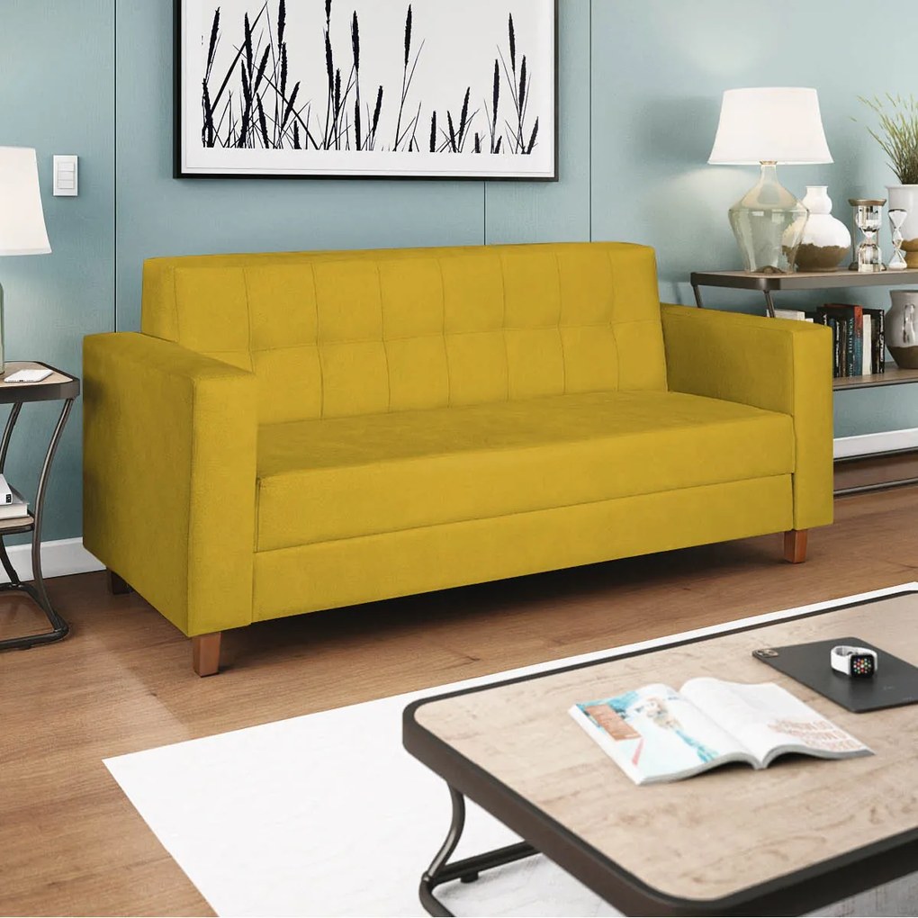 Sofá 2 Lugares Denver Suede Amarelo - ADJ Decor