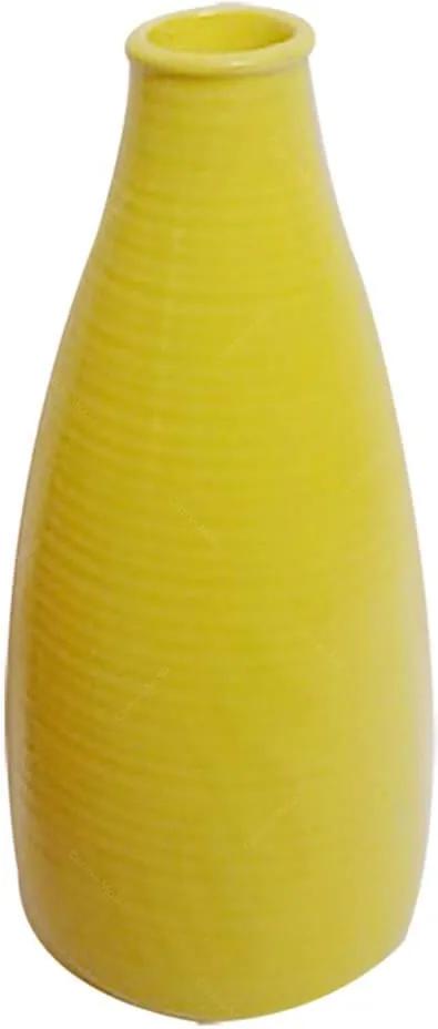 Vaso Bottle Rings Amarelo Pequeno em Cerâmica - Urban - 25x10,5 cm