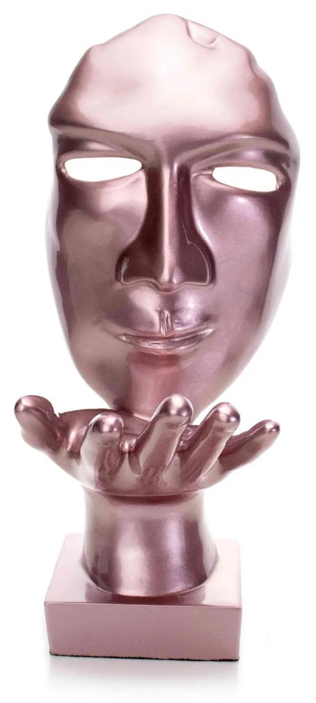 Máscara Sopro Decorativa Rosa Fosco em Cerâmica 35x16x20 cm - D'Rossi