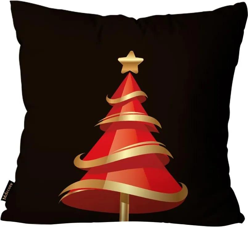 Capa para Almofada Premium Cetim Mdecore Natal Arvore de Natal Preta45x45cm