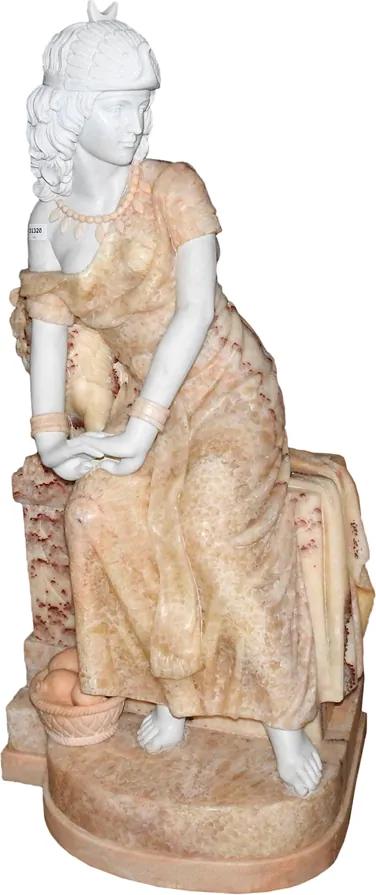 Escultura Decorativa Mulher em Mármore - 135x67x53cm