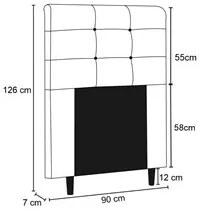 Cabeceira Cama Box Solteiro 90cm Luna I02 Sintético Bege - Mpozenato