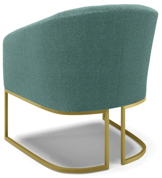 Poltrona Decorativa Base Industrial Dourado Stella Bouclê Vd Menta D03 - D'Rossi