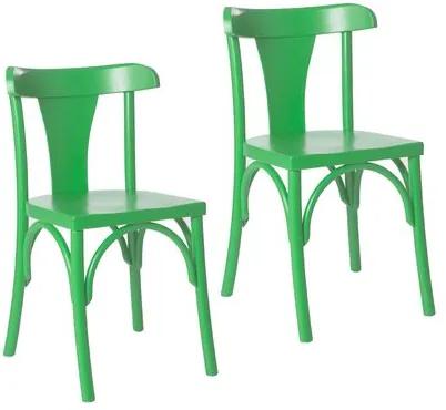 Kit 2 Cadeiras Londres Estilo Clássico em Madeira Maciça - Pintura em Laca Verde