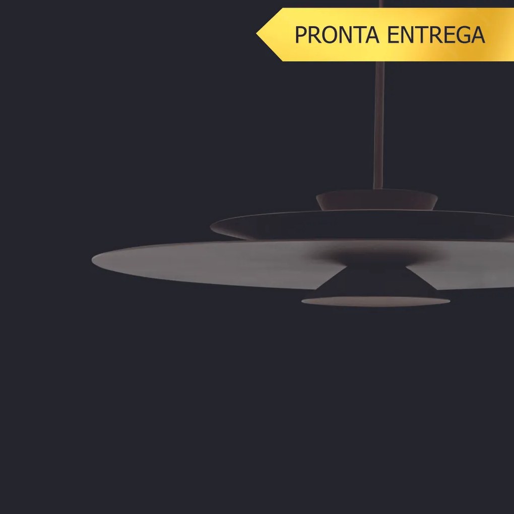 Pendente Tule Ø60X25,4Cm 1Xmr16 - Usina 25121/60 (PT - Preto Texturizado, Igual a Cor 1)