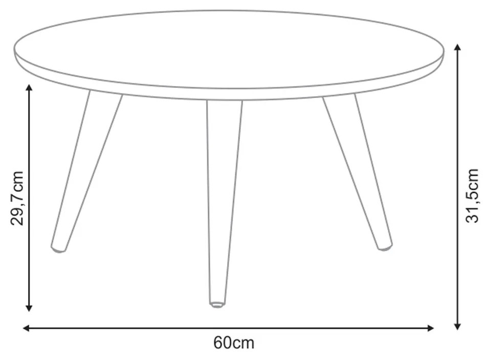 Mesa de Centro Sala de Estar Recepção 60cm Pés Palito Tailân Off White G26 - Gran Belo