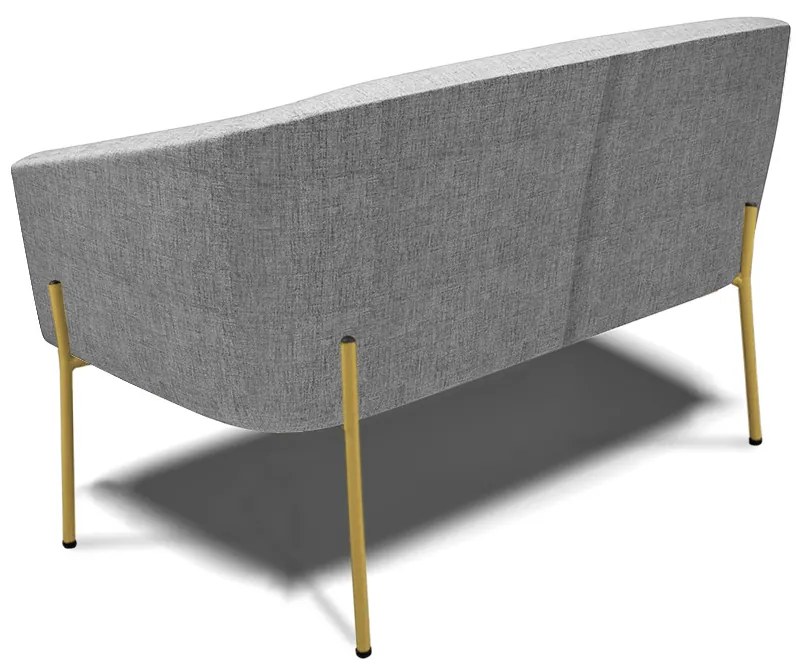 Namoradeira e 2 Poltronas Pé de Ferro Dourado Stella Linho Grafite D03 - D'Rossi
