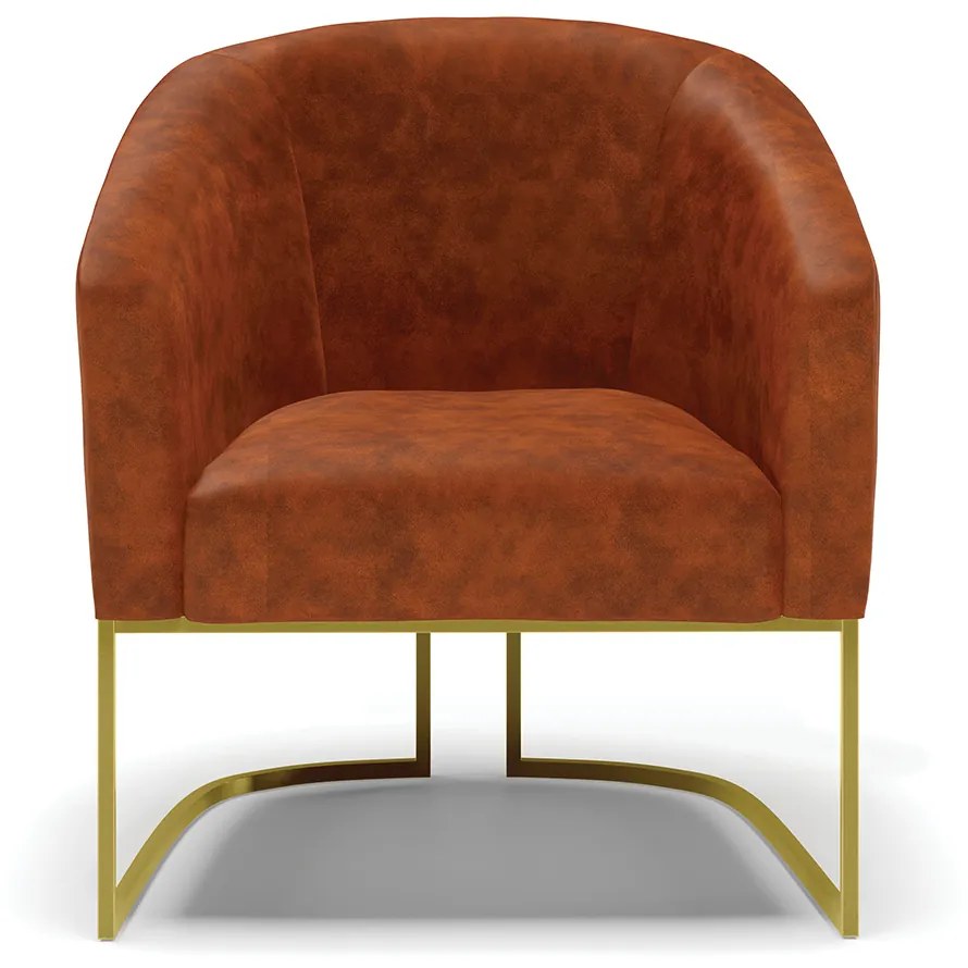 Poltrona Decorativa Industrial Dourado kit 2 Stella Sintético PU D03 - D'Rossi - Nozes
