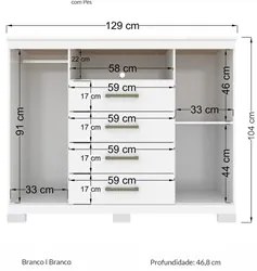 Cômoda Para Quarto 2 Portas 4 Gavetas Master Branco - Santos Andirá