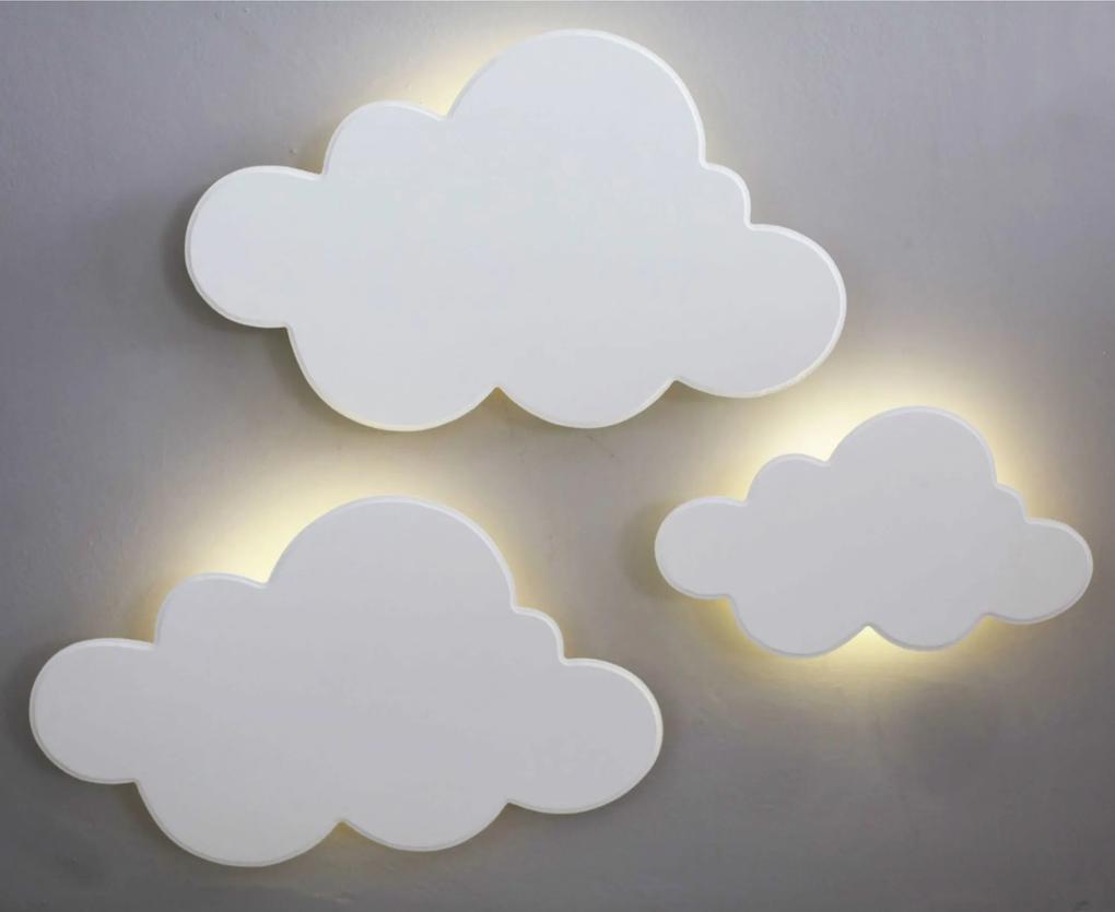 Kit 3 Peças Nuvens Luminárias MDF Branca com LED de Luz Quente