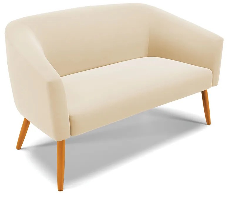 Namoradeira e 2 Poltronas Pé Palito Castanho Stella Suede Bege D03 - D'Rossi