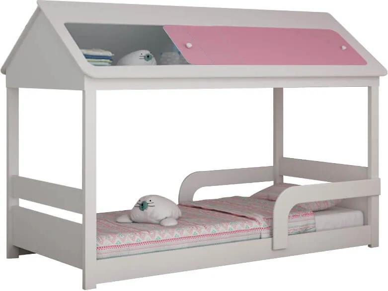 Cama Casinha Infantil Solteiro Sleep Gelius Branco/rosa