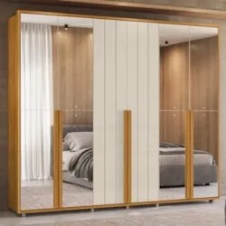Guarda Roupa Casal 278cm 6 Portas 8 Espelhos Zac Off/Cinamomo Z10 - Mp