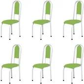 Kit 6 Cadeiras Anatômicas 0.122 Estofada Branco/Verde - Marcheli