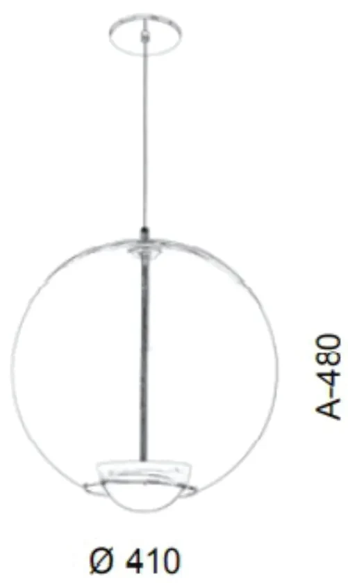 Pendente Globo Led Integrado Ø41X48Cm Metal E Globo Ø41Cm 03 Pci X 5,5... (DOURADO FOSCO, AMBAR)