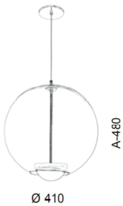 Pendente Globo Led Integrado Ø41X48Cm Metal E Globo Ø41Cm 03 Pci X 5,5... (ONIX, CLEAR (TRANSPARENTE))