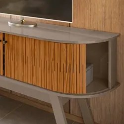 Painel para TV 65 Pol com Rack Bancada 154cm Tyrone M01 Fendi/Naturale