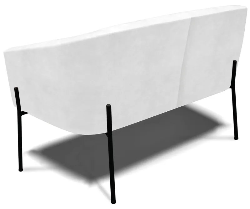 Sofá 2 Lugares Namoradeira Pé de Ferro Preto Stella Sintético PU D03 - D'Rossi - Branco