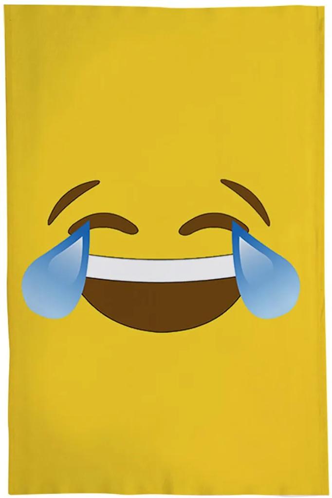 Pano De Prato Nerderia Emoticon Rindo Amarelo