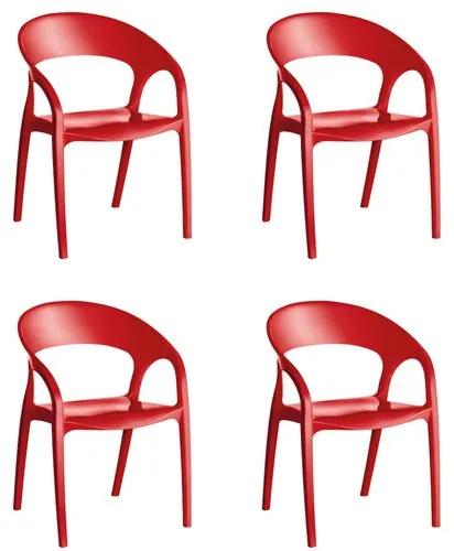 Kit 4 Cadeiras Glass Plus em Polipropileno - Kappesberg - Vermelho
