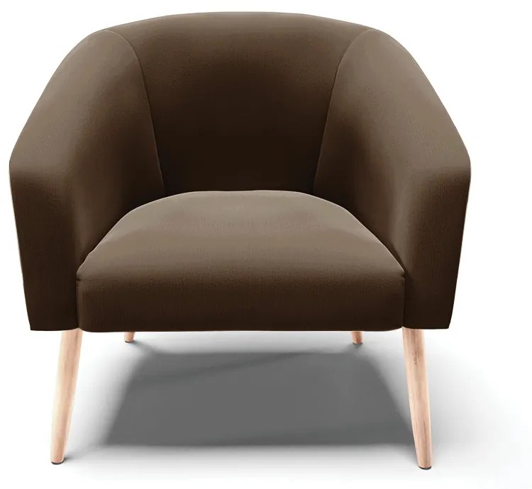 Poltrona Decorativa Pé Palito Natural Kit 2 Stella Suede Marrom D03 - D'Rossi