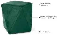 Puff Decorativo Ametista C-303 Veludo Verde - Domi