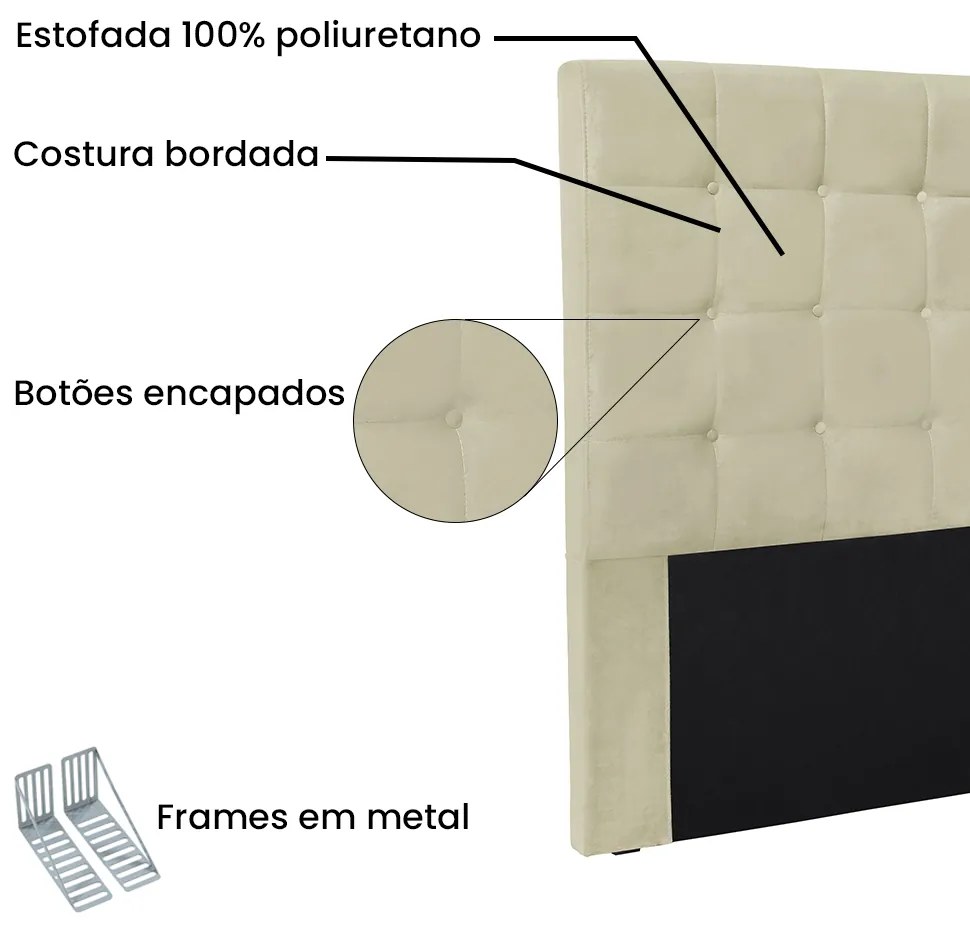 Cabeceira Cama Box Queen 160 cm Verona Veludo S04 - D'Rossi - Bege