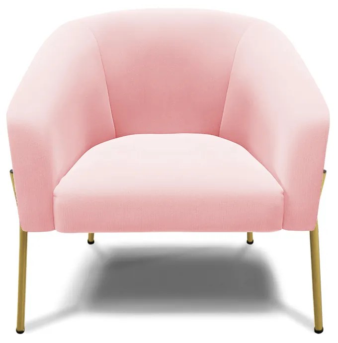 Poltrona Decorativa Pé de Ferro Dourado Kit 2 Stella Suede D03 - D'Rossi - Rosa Bebê