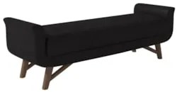Puff Recamier Calçadeira 160cm Base Madeira Neville Z37 Sintético Pret