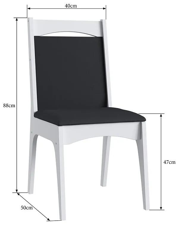 Conjunto 2 Cadeiras Mdf Estofada Travessa Tecido Corino 917 003- Branco/Preto