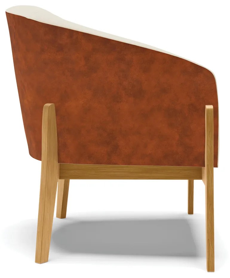 Poltrona Decorativa Base de Madeira kit 2 Stella Nozes/Linho Bege D03 - D'Rossi