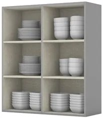 Armário Aéreo 80cm 2 Portas 100% MDF Belize Cinza - Henn