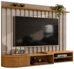 Painel para TV 75 Pol com Bancada Suspensa 207cm Emília Z10 Fendi/Natu