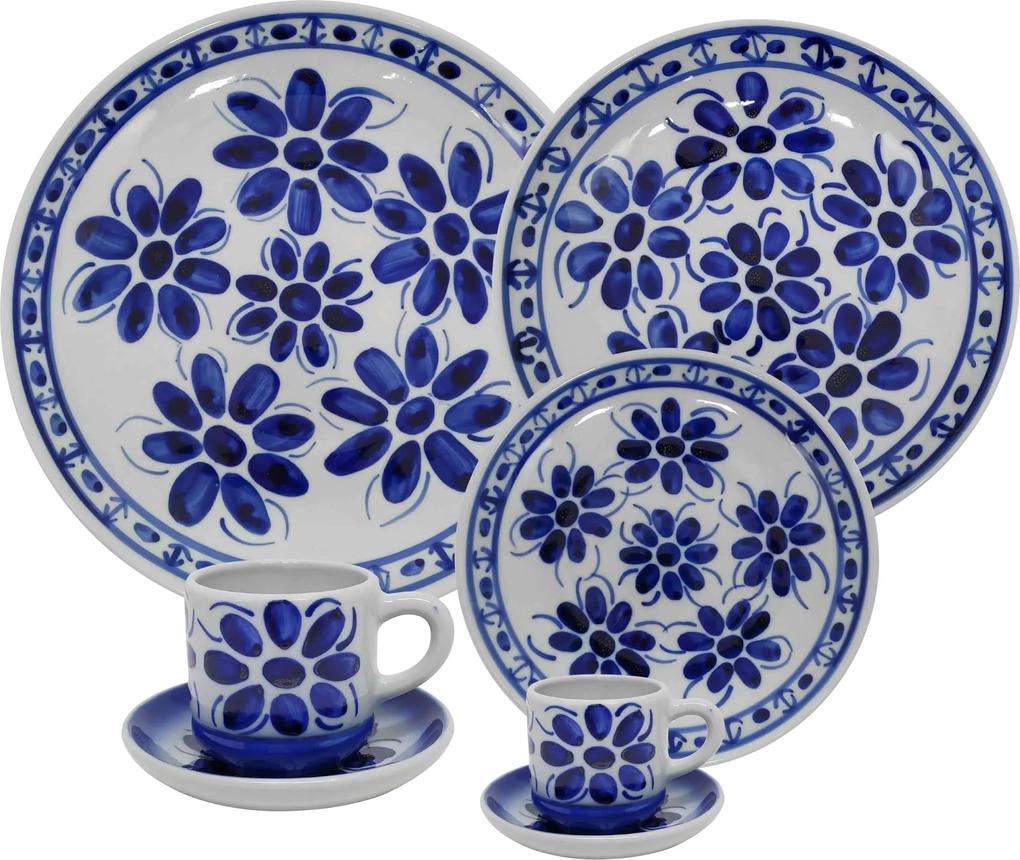 Aparelho de Jantar em Porcelana Azul Colonial 42 peças