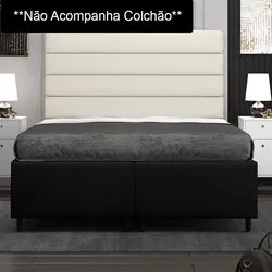 Base Cama Box Casal Queen 158cm Bipartido Hit I02 Corano Preto - Mpoze