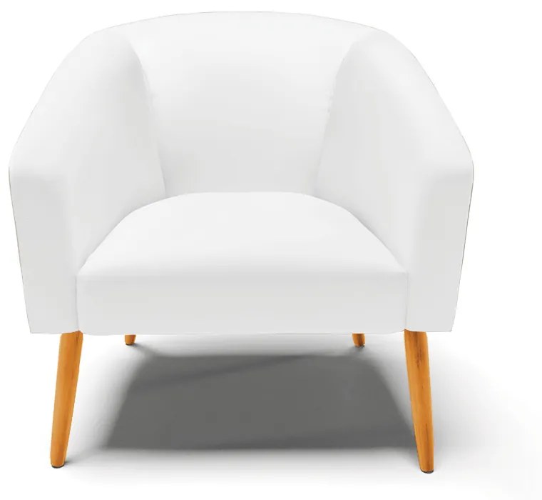 Poltrona Decorativa Pé Palito Castanho kit 2 Stella Sintético Branco D03 - D'Rossi