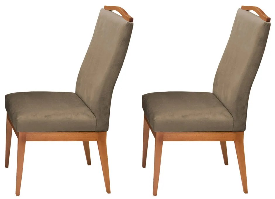 Conjunto 2 Cadeiras Decorativa Lara Aveludado Cappuccino