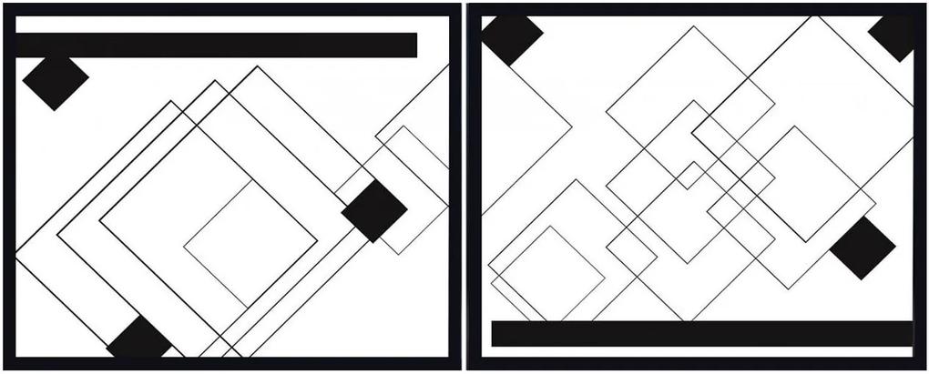 Kit De Quadros Decorativos Com Moldura Preta Arte Geométrica Kit Com 2 Quadros De 78x63cm