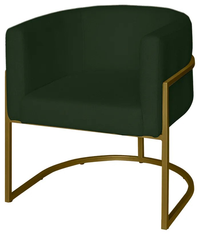 Poltrona Base Industrial Dourado Sala de Estar Lety Veludo Verde S05 - D'Rossi