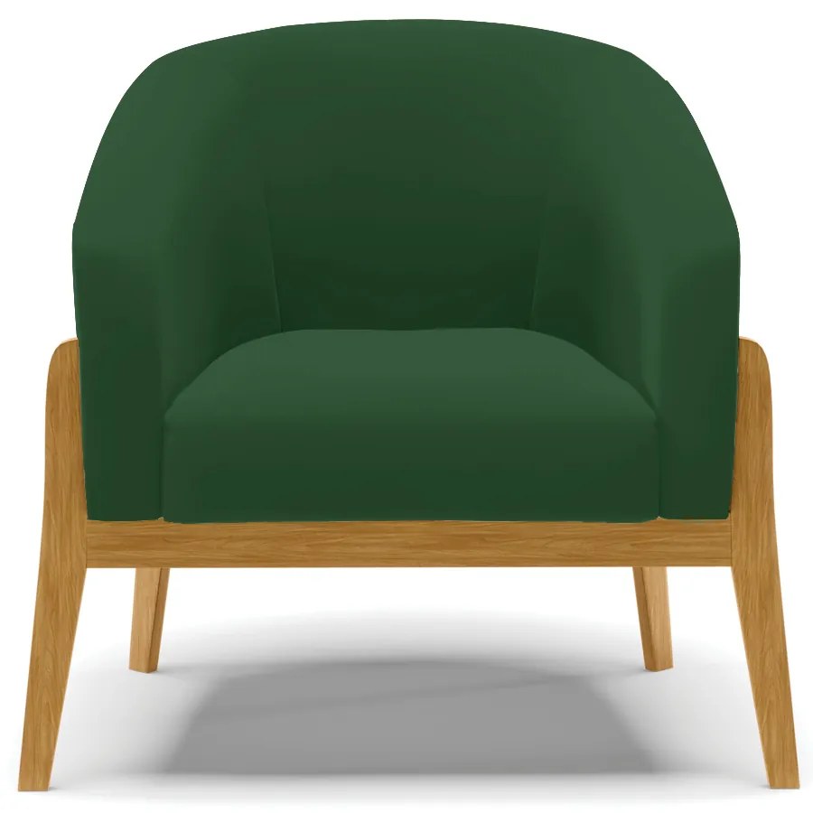Poltrona com Puff Base de Madeira Stella Veludo Verde D03 - D'Rossi