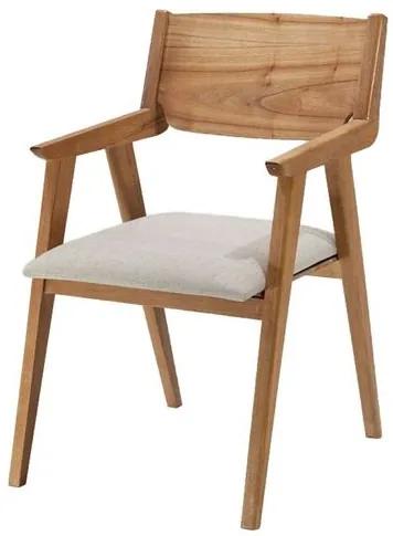 Cadeira Gaya Com Braço Assento Linho cor Rustico com Estrutura Cinamomo Natural - 71036 Sun House