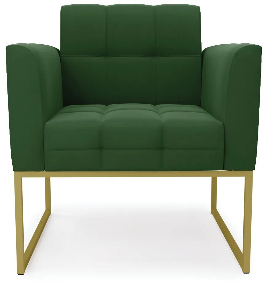 Poltrona Elisa Suede Verde Base Metálica Industrial Dourado - D'Rossi